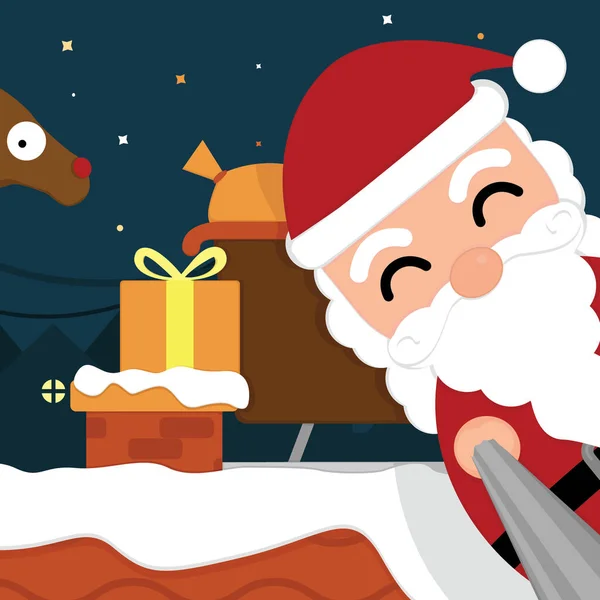 Santa Claus Con Caja Regalo — Vector de stock