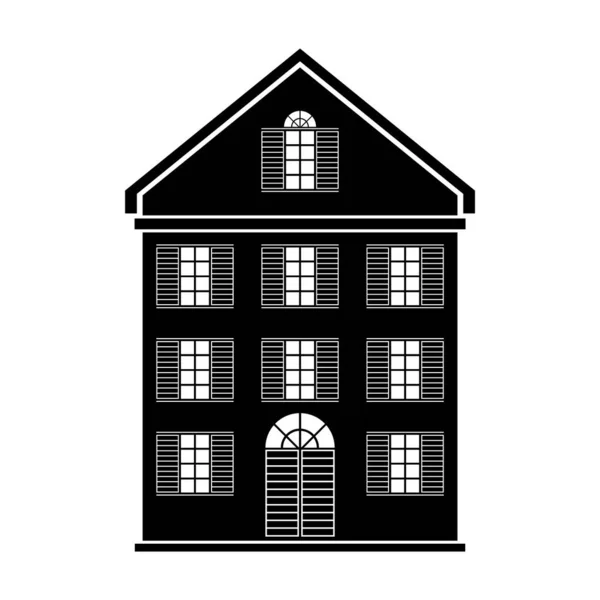 Silhouette Une Maison Avec Une Illustration Vectorielle Toit — Image vectorielle