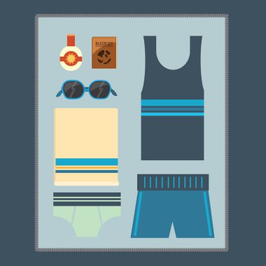 Moda ve yaz simgelerinin vektör illüstrasyonu