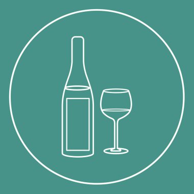 şarap cam ikonu, vektör illüstrasyonu