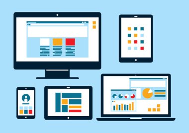 seo ve web tasarımının vektör illüstrasyonu