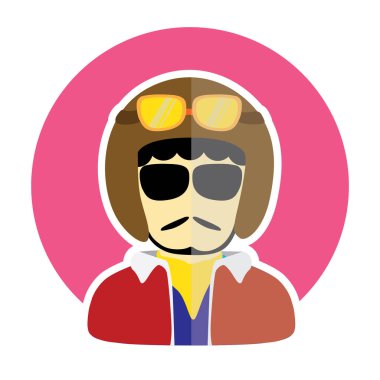 gözlüklü ve şapka vektör illüstrasyonlu Avatar adam