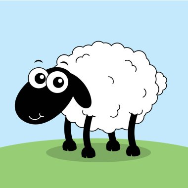 Mavi arka planda bir koyunun vektör çizimi