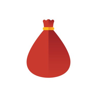 Beyaz arkaplanda siyah renkli torba simgesi var. giyim sembolü vektör illüstrasyonu.