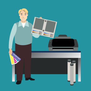 Ofis çalışanları. Düz vektör çizimi. 10 saniye.