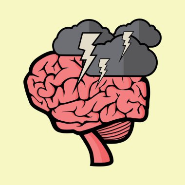 Çizgi film stili izole edilmiş vektör illüstrasyonundaki beyin simgesi