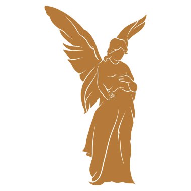 Beyaz arkaplanda çizgi film meleğinin vektör çizimi