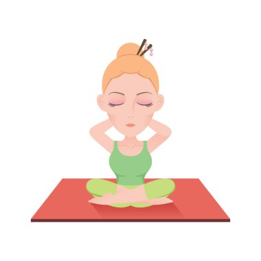 Yoga yapan kız renk vektörü çizimi yapıyor