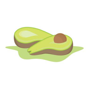 Çizgi film tarzında avokado simgesi beyaz arkaplanda izole edildi. Doğal ürün vektör illüstrasyonu.