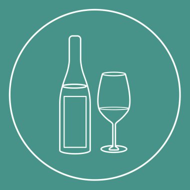 şarap cam ikonu, vektör illüstrasyonu