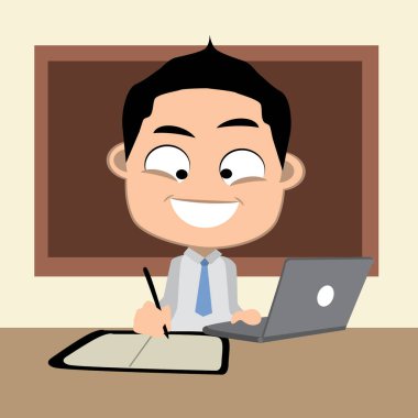 Dizüstü bilgisayarı olan iş adamı
