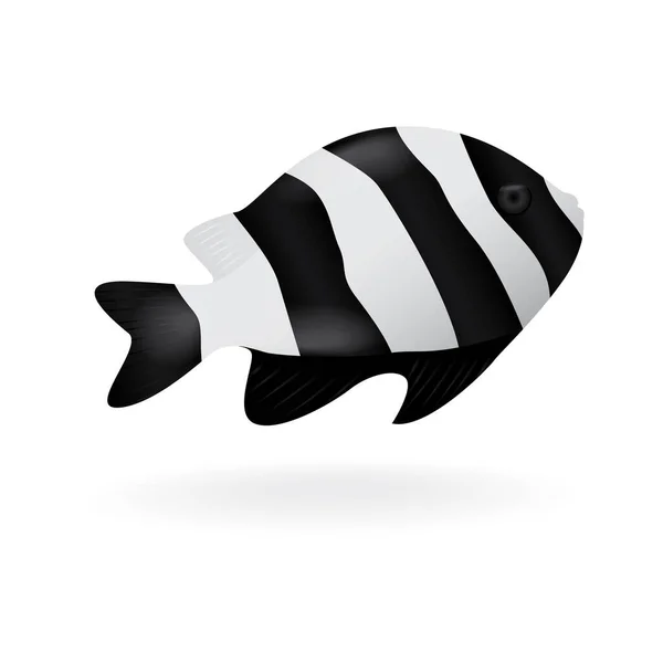 Illustration Vectorielle Une Icône Poisson Noir Blanc — Image vectorielle