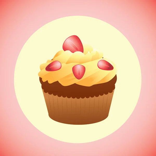 Vector Illustratie Van Een Cupcake — Stockvector