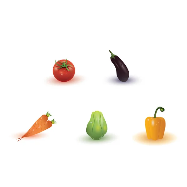 Vector Set Vegetable Icons White Background — Stock Vector