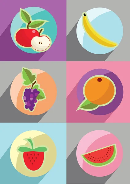 Fruits Berries Icons Set — Stock Vector