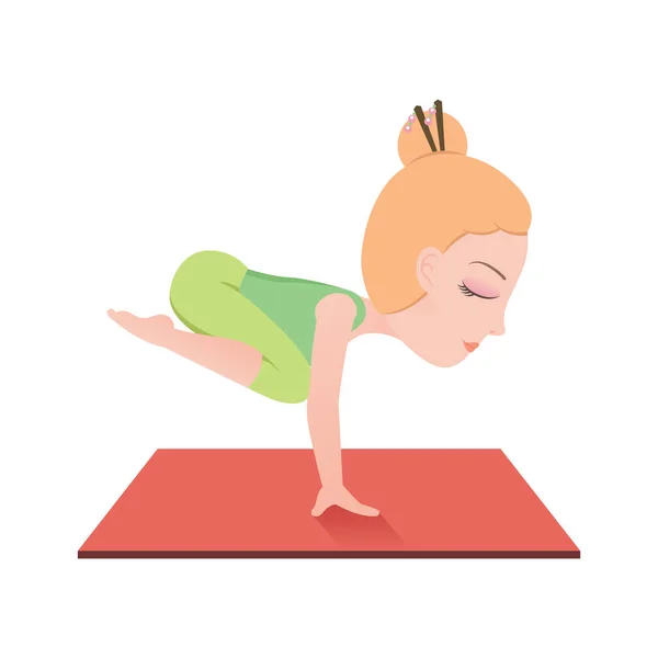 Flicka Praktiserar Yoga Färg Vektor Illustration — Stock vektor