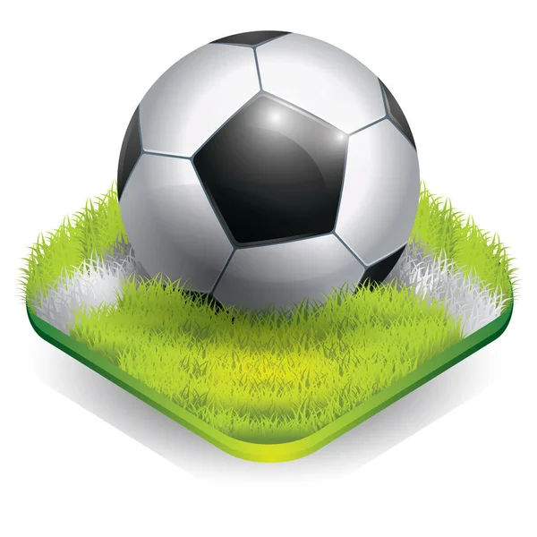 Футбольный Мяч Зеленой Травой Футболом — стоковый вектор