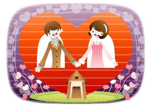 Illustration Eines Verliebten Paares — Stockvektor
