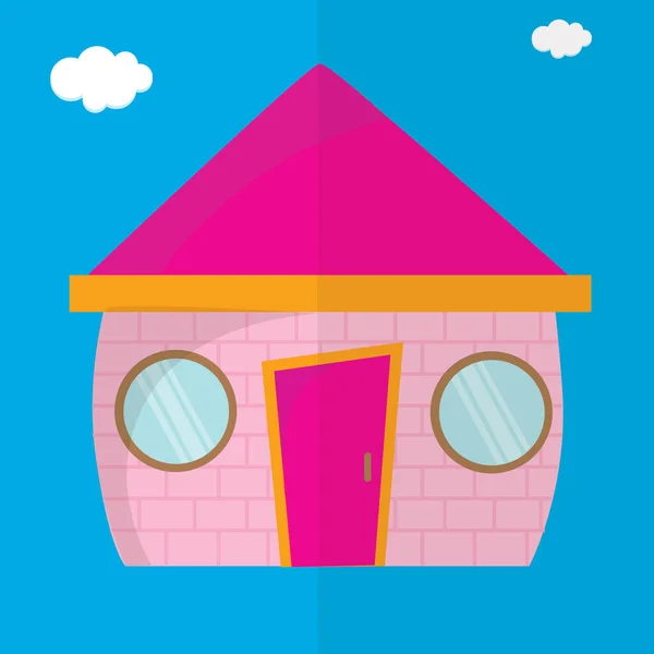 Vector Illustration Cartoon Style Pink House — Stock Vector