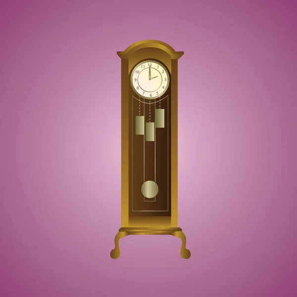 Vintage Clock Pink Background — Stock Vector