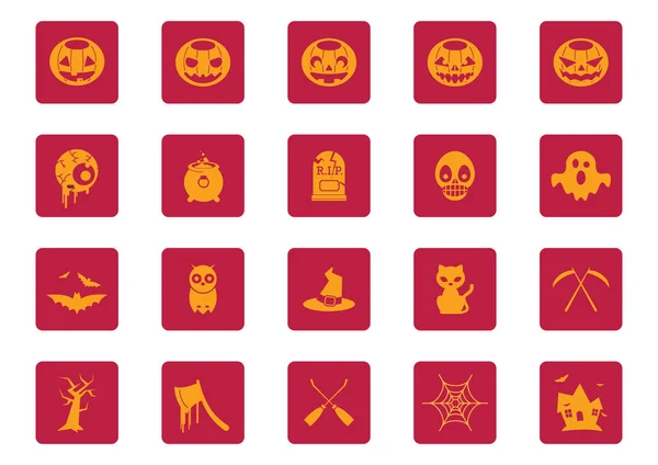 Iconos Halloween Conjunto Estilo Plano Para Web — Vector de stock
