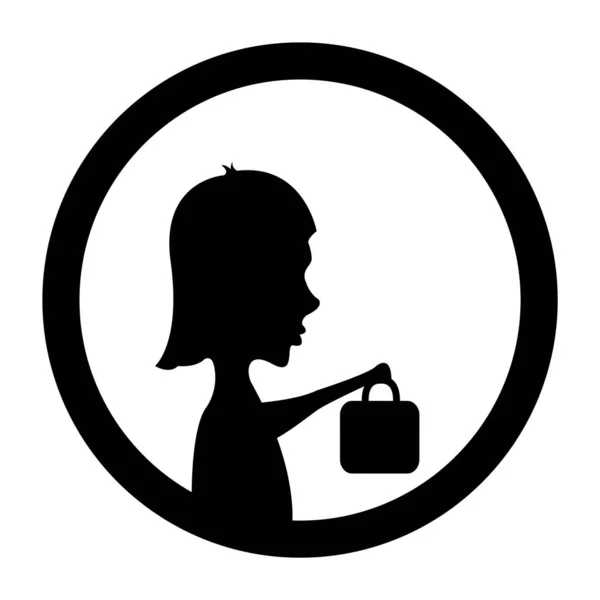 Silhouette Femme Avec Sac Provisions Illustration Vectorielle — Image vectorielle