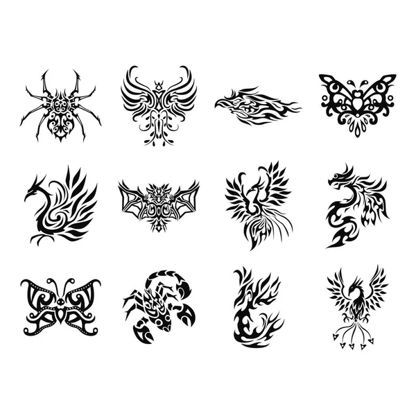 Conjunto Iconos Vectoriales Blanco Negro — Vector de stock