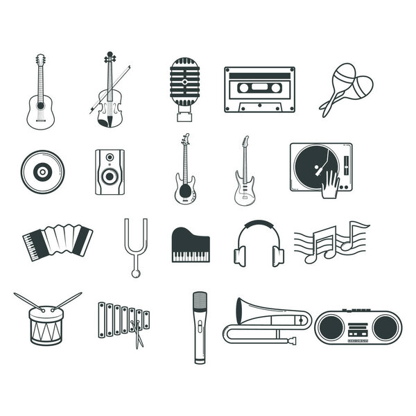 music and sound icons set