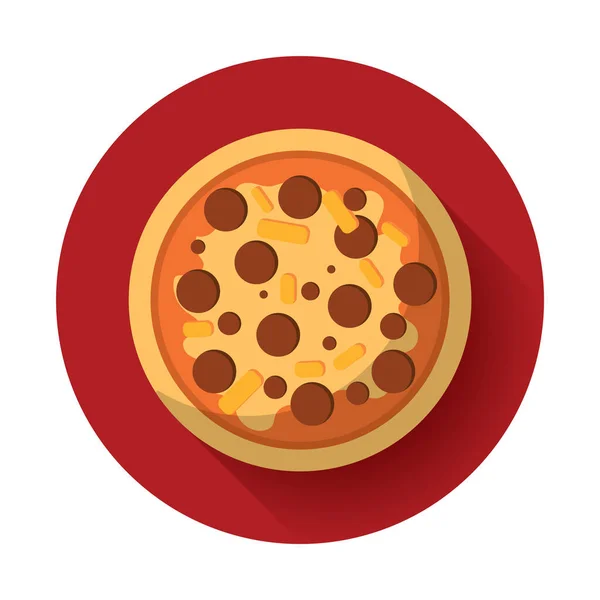 Ikona Pizzy Czerwonym Kole Izolowane Białym Tle Wektor Ilustracji — Wektor stockowy