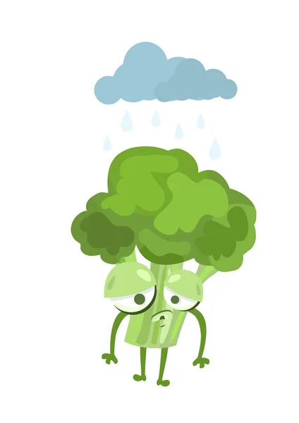 Vector Illustration Cartoon Character Broccoli — Stock Vector