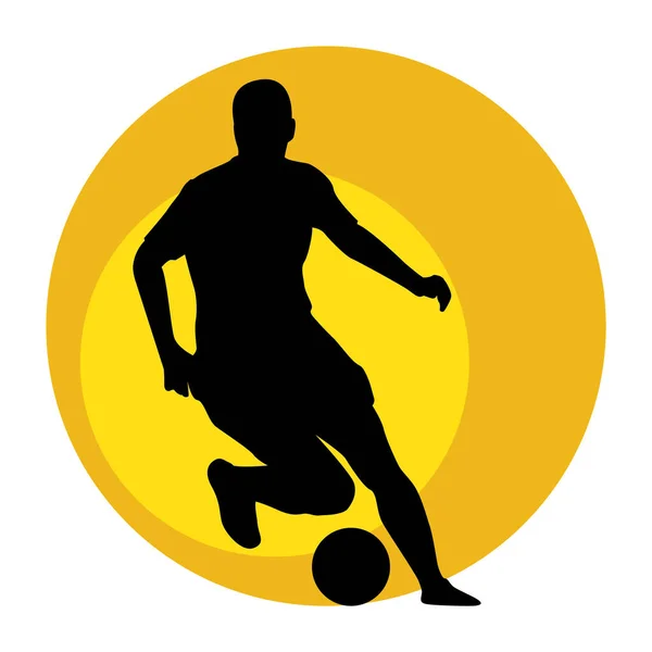 Silhouette Joueur Football Sur Fond Blanc — Image vectorielle