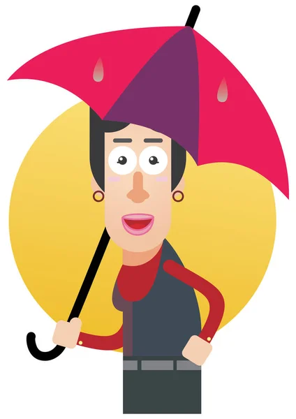 Woman Umbrella Rain Vector Illustration — Stock Vector