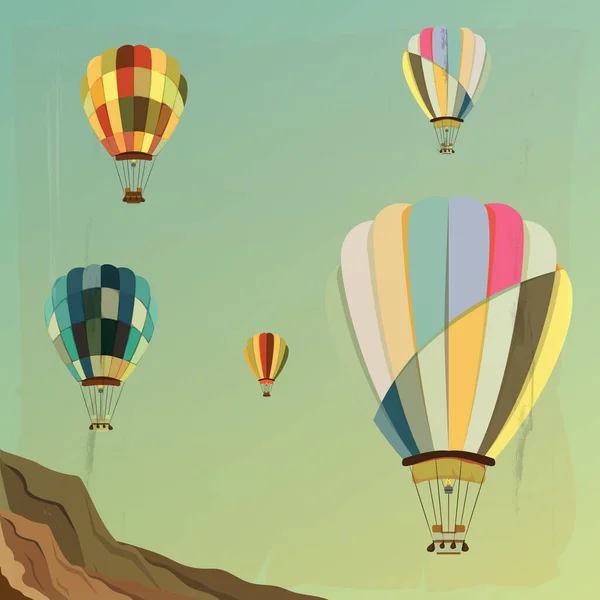 Διανυσματική Απεικόνιση Των Θερμών Και Καλοκαιρινών Αερόστατων Στον Ουρανό — Διανυσματικό Αρχείο