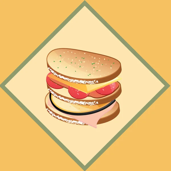 Vector Ilustración Sándwich Con Una Hamburguesa — Vector de stock