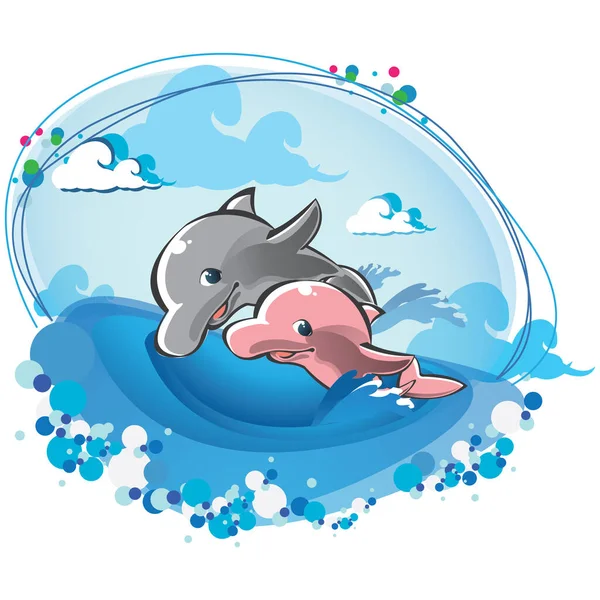 Illustration Joli Hippopotame Dans Ciel — Image vectorielle