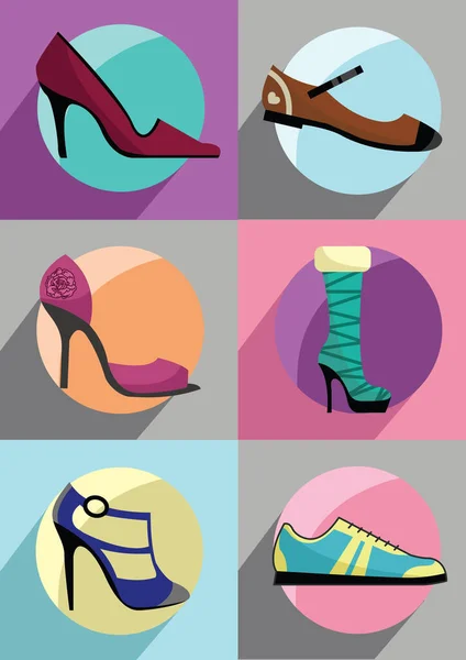 Set Women Shoes Vector Illustration — Stock Vector