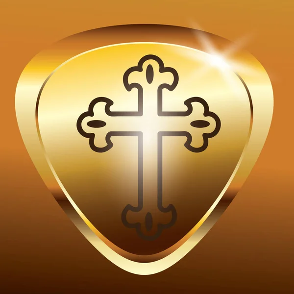 Złoty Krzyż Chrześcijański Złotym Tle — Wektor stockowy