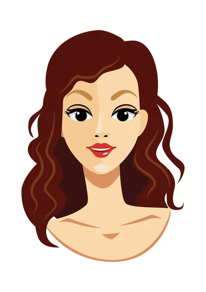 Beau Visage Femme Aux Cheveux Longs Illustration Vectorielle — Image vectorielle