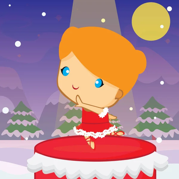 Девушка Зимней Одежде Рождественской Ёлкой — стоковый вектор
