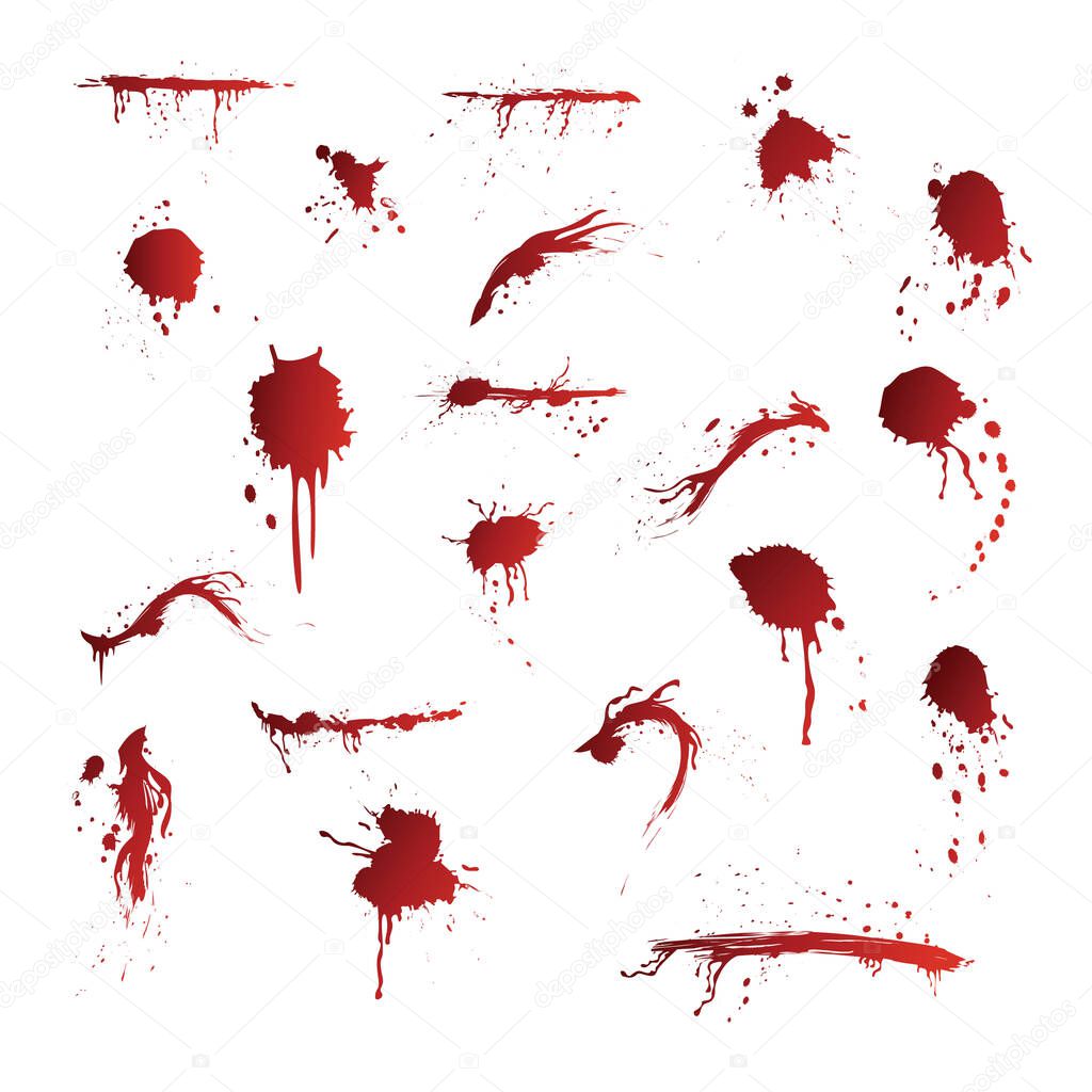 set of red paint splashes, vector illustration