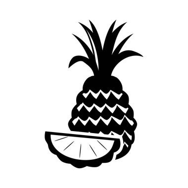 ananas simgesi beyaz arkaplan vektör illüstrasyonunda