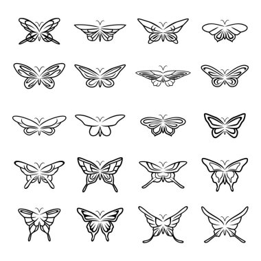 Farklı siyah kelebeklerin vektör kümesi