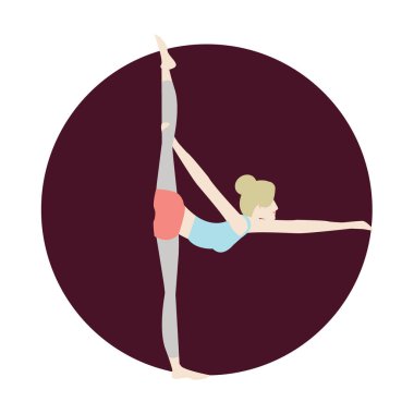 Yoga yapan kız renk vektörü çizimi yapıyor