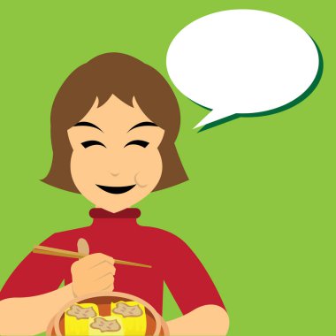 Yeşil kumbaralı bir kadının vektör çizimi