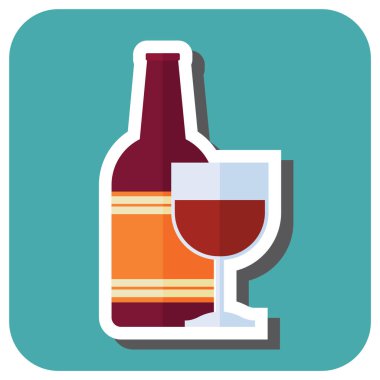 şarap şişesi ikon vektör çizimi tasarımı