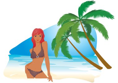 Bir kızın çizgi film karakterinin vektör çizimi