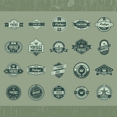 Antika etiketler ve rozetler. vektör illüstrasyonu