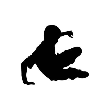 Beyaz arka planda siyah tişörtlü bir adamın silueti.