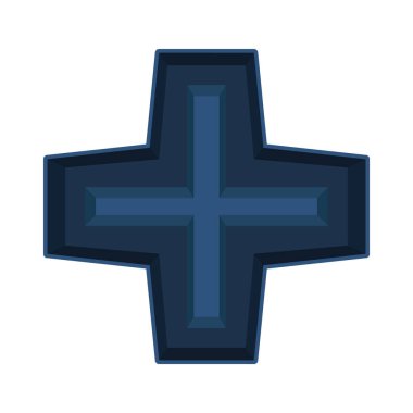 Beyaz arkaplanda izole edilmiş düz biçimli çapraz simge. din sembolü illüstrasyon