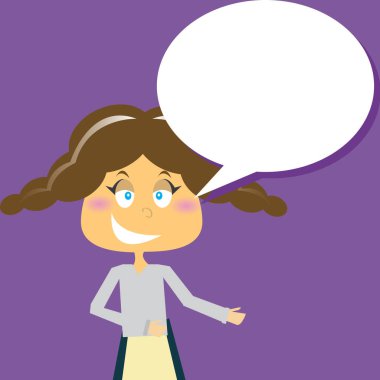 Konuşma balonu olan bir kızın vektör çizimi